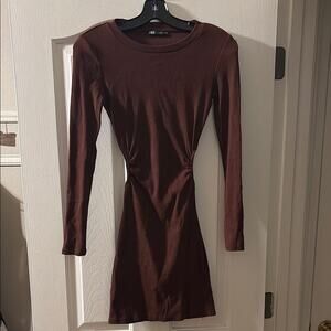 Zara EUC bodycon brown cut out dress size S